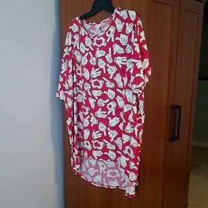 Red and white Lularoe irma shirt
